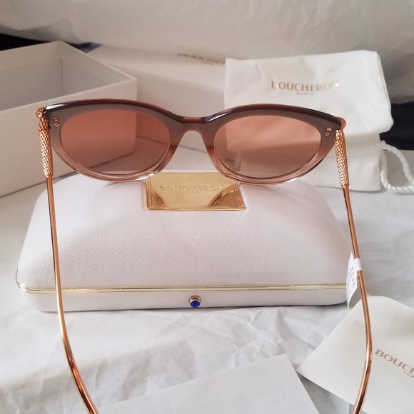 NWT Beige Light Brown Boucheron Cat Eye Gradient 55MM Sunglasses. - Picture 6 of 8